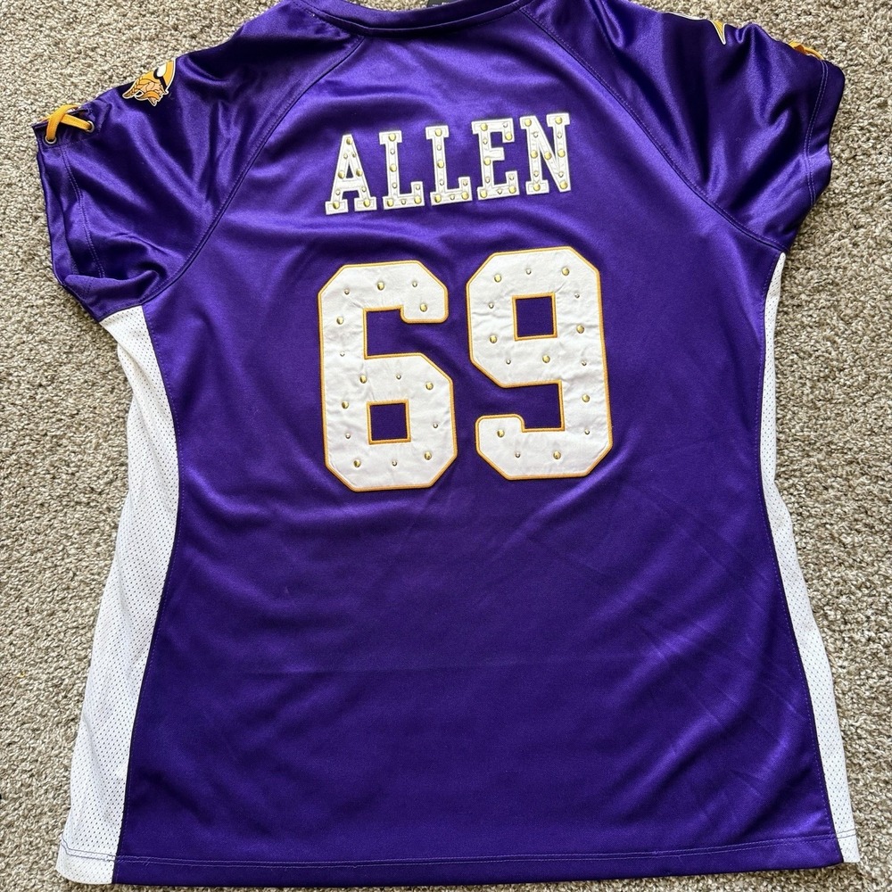 Purple Minnesota Vikings Allen 69 Football Jersey Women's Rhinestone Embellished - Picture 6 of 6